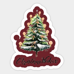 Handpainted Watercolor Christmas Tree Painting Sticker